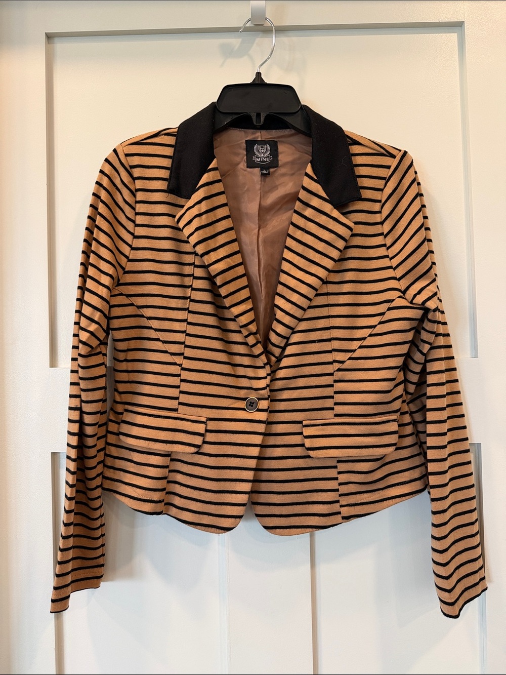 mine Tan & Black Striped Blazer Jacket
